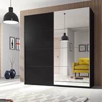 Armadio EOS 2 porte con specchi modulabili - nero opaco - 200 x 61 x 210 cm