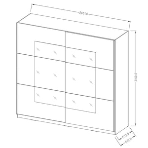 Armadio EOS 2 porte con specchi modulabili - nero opaco - 200 x 61 x 210 cm