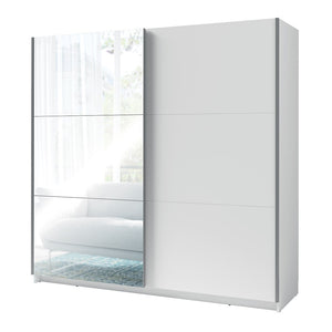 Armadio, guardaroba 200 cm 2 porte scorrevoli con specchio - bianco - Collezione ARSALA