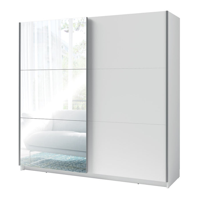 Armadio, guardaroba 200 cm 2 porte scorrevoli con specchio - bianco - Collezione ARSALA