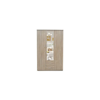 Armadio, guardaroba, con specchio collezione TOM, 3 porte 120 cm, appendiabiti integrato in rovere sonoma