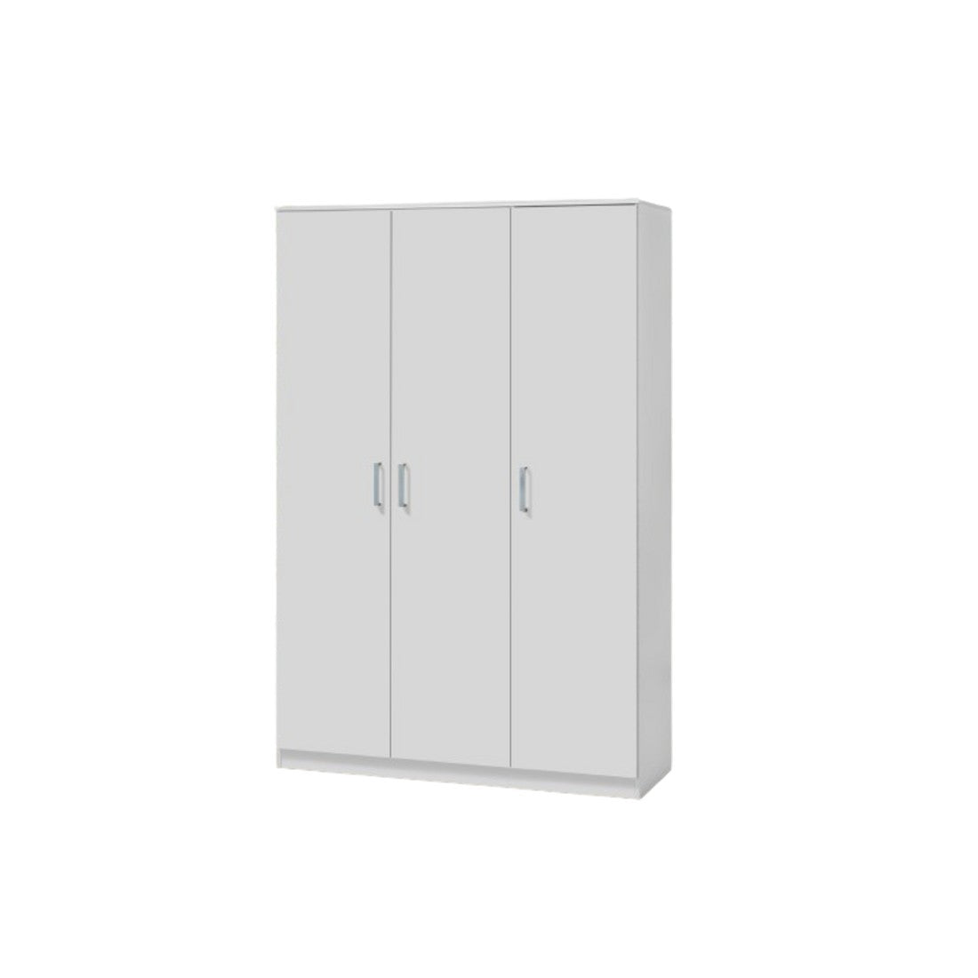 Armadio BURDUR 3 porte, bianco, maniglie grigie, stile contemporaneo