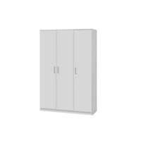 Armadio BURDUR 3 porte, bianco, maniglie grigie, stile contemporaneo