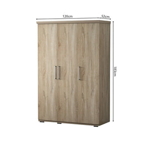 Armadio, guardaroba, collezione TOM, 3 porte 120 cm, con appendiabiti integrato in rovere sonoma.