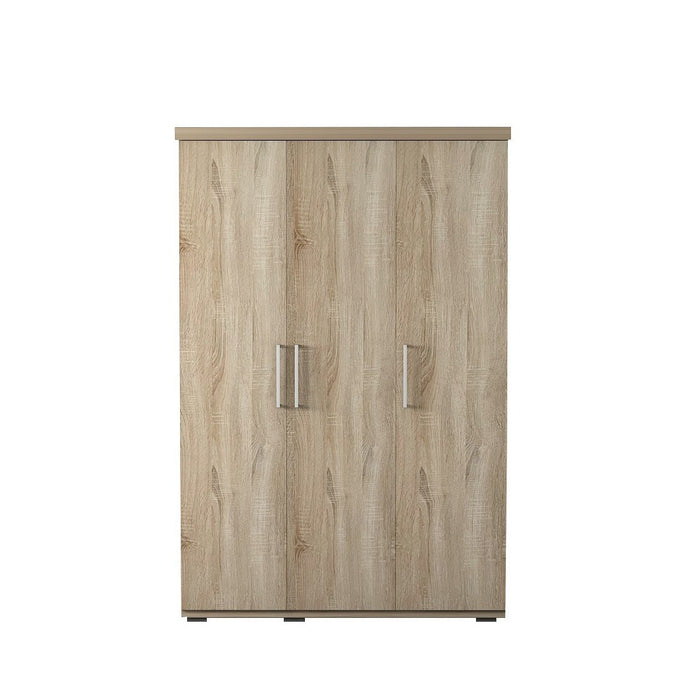 Armadio, guardaroba, collezione TOM, 3 porte 120 cm, con appendiabiti integrato in rovere sonoma.