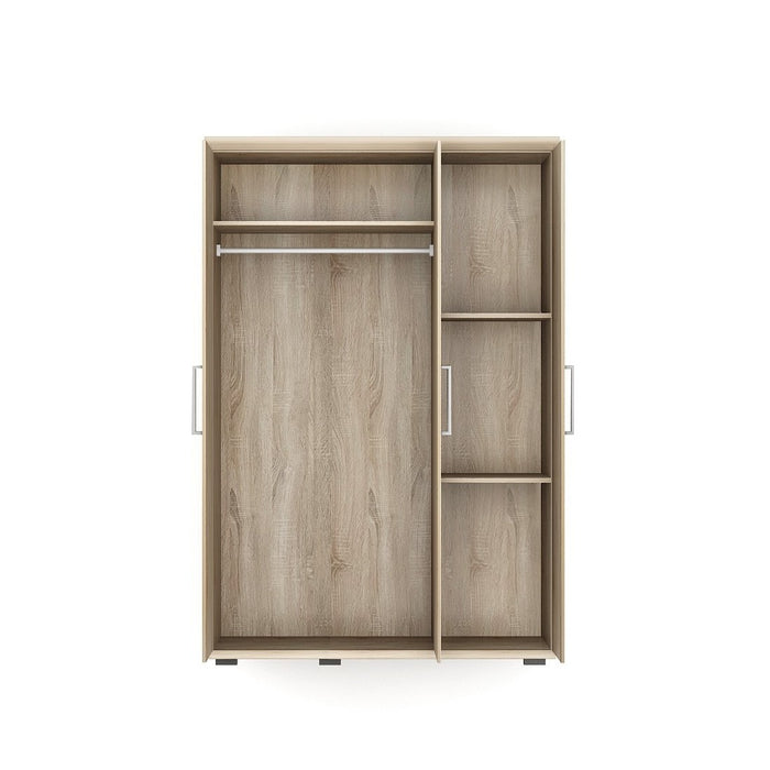 Armadio, guardaroba, collezione TOM, 3 porte 120 cm, con appendiabiti integrato in rovere sonoma.