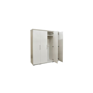 Armadio, guardaroba, collezione TOM, 4 porte 160 cm, appendiabiti integrato colore bianco