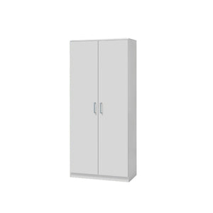 Armadio PONIS 2 porte, bianco, maniglie grigie, stile contemporaneo