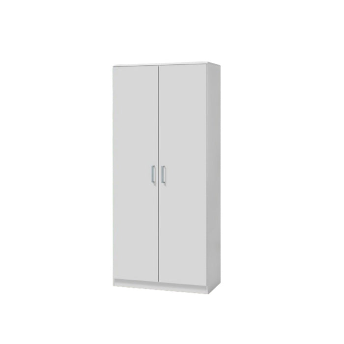 Armadio PONIS 2 porte, bianco, maniglie grigie, stile contemporaneo