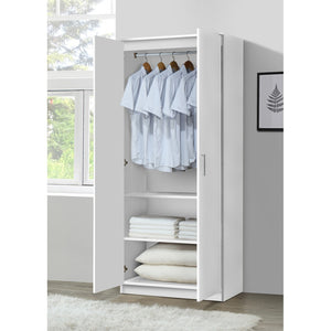 Armadio PONIS 2 porte, bianco, maniglie grigie, stile contemporaneo