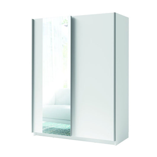 Armadio GOZU 2 porte scorrevoli con specchio - Colore Bianco - 180 x 198 x 62 cm