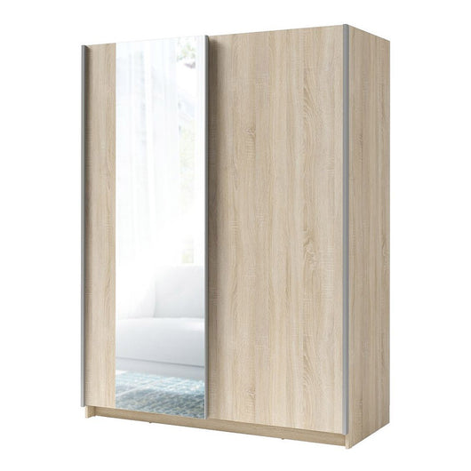 Armadio GOZU con 2 porte scorrevoli e specchio - Colore Rovere Sonoma - 180 x 198 x 62 cm