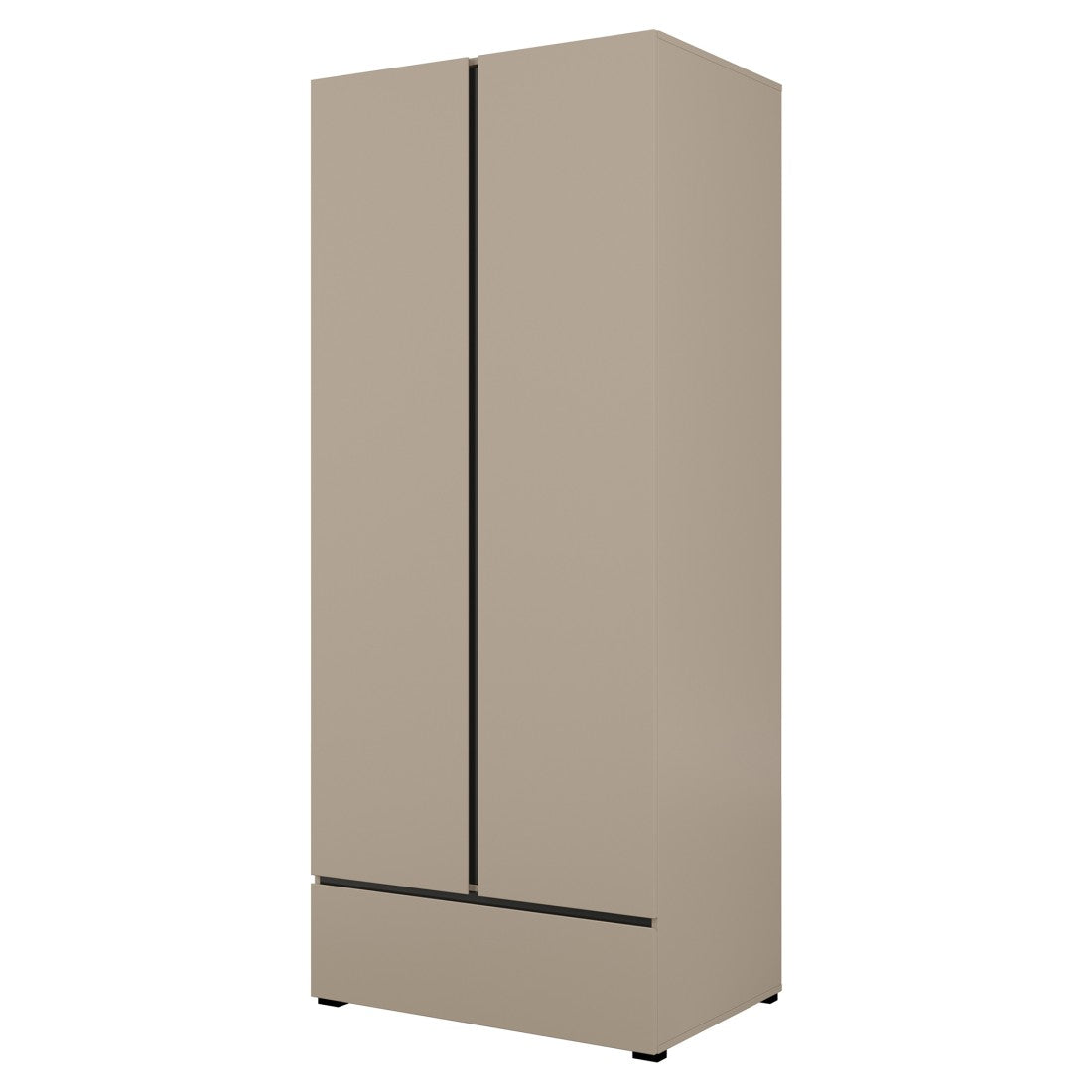 Armadio HAVANA 90 cm – Beige e nero – 2 porte + 1 cassetto – Design compatto e contemporaneo