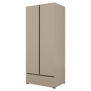 Armadio HAVANA 90 cm – Beige e nero – 2 porte + 1 cassetto – Design compatto e contemporaneo