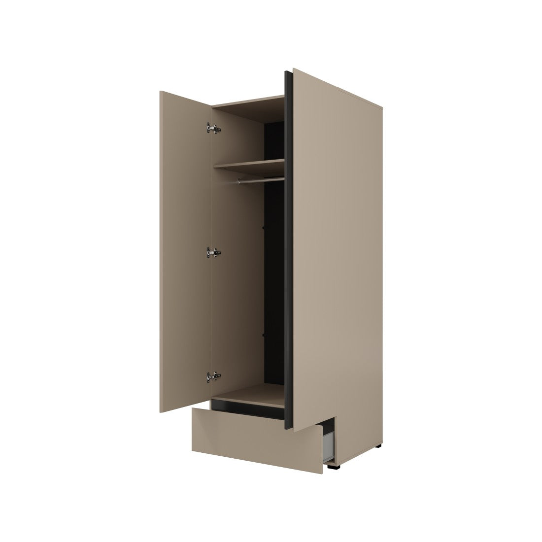 Armadio HAVANA 90 cm – Beige e nero – 2 porte + 1 cassetto – Design compatto e contemporaneo