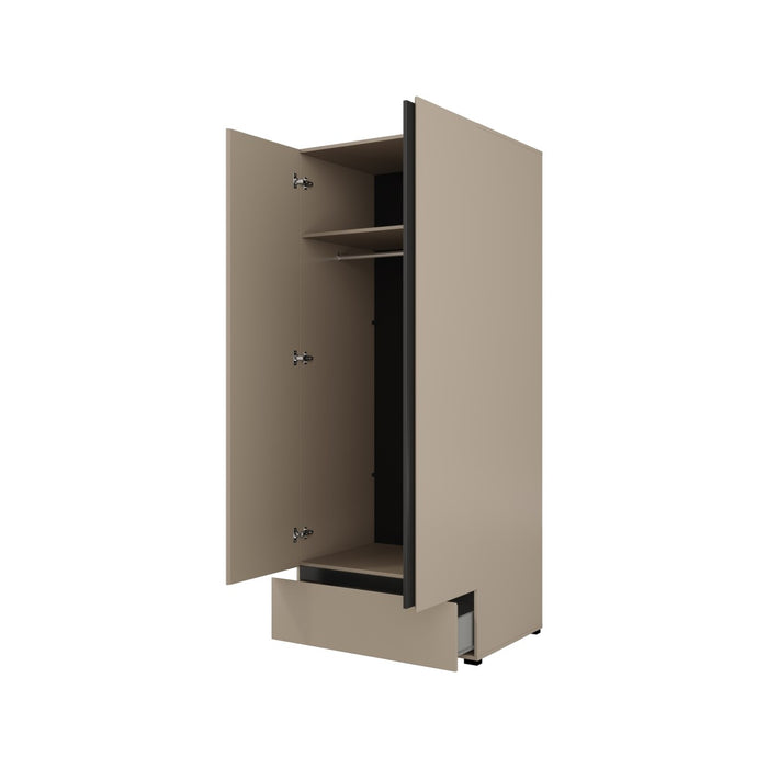 Armadio HAVANA 90 cm – Beige e nero – 2 porte + 1 cassetto – Design compatto e contemporaneo
