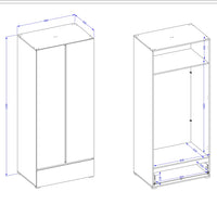 Armadio HAVANA 90 cm – Beige e nero – 2 porte + 1 cassetto – Design compatto e contemporaneo