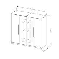 Armadio IRINA 4 porte con specchi - rovere e nero - 228 x 57 x 214 cm