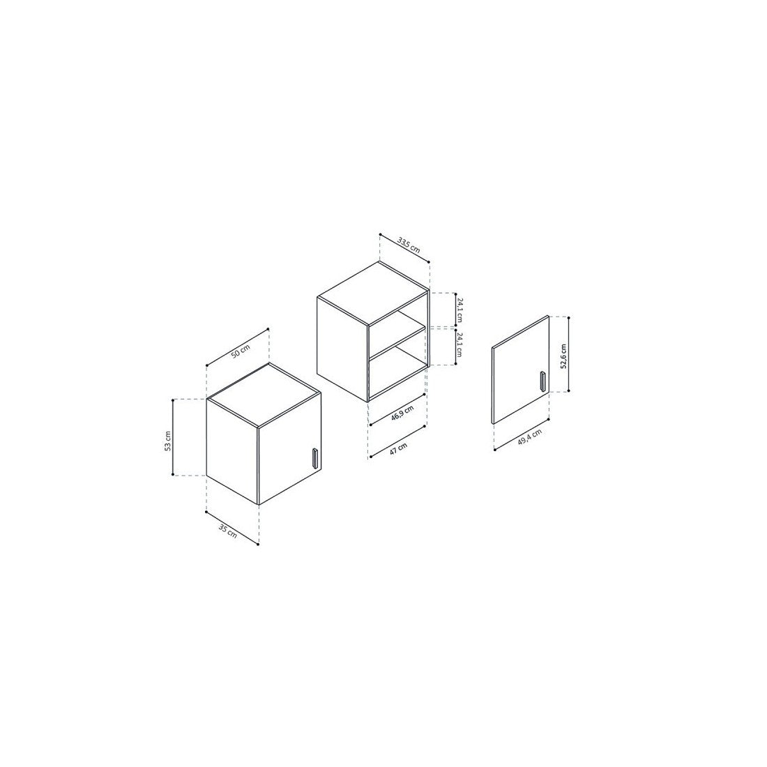 Armadio a muro collezione GOURMET, design bianco. Altezza 53cm.