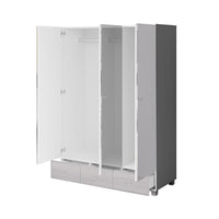 Armadio guardaroba rivestito di specchi collezione LUXOR. 3 porte e 3 cassetti.