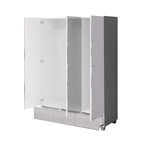 Armadio guardaroba rivestito di specchi collezione LUXOR. 3 porte e 3 cassetti.