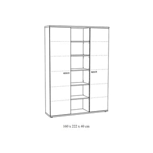 Armadio robusto da ufficio con 2 porte e scaffali in colore rovere grezzo, collezione YUKON