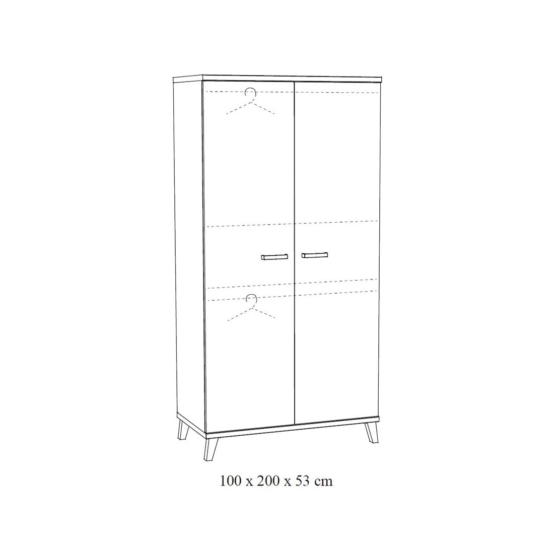 Armadio robusto per cameretta con 2 porte, collezione DANAÉ, colore bianco.