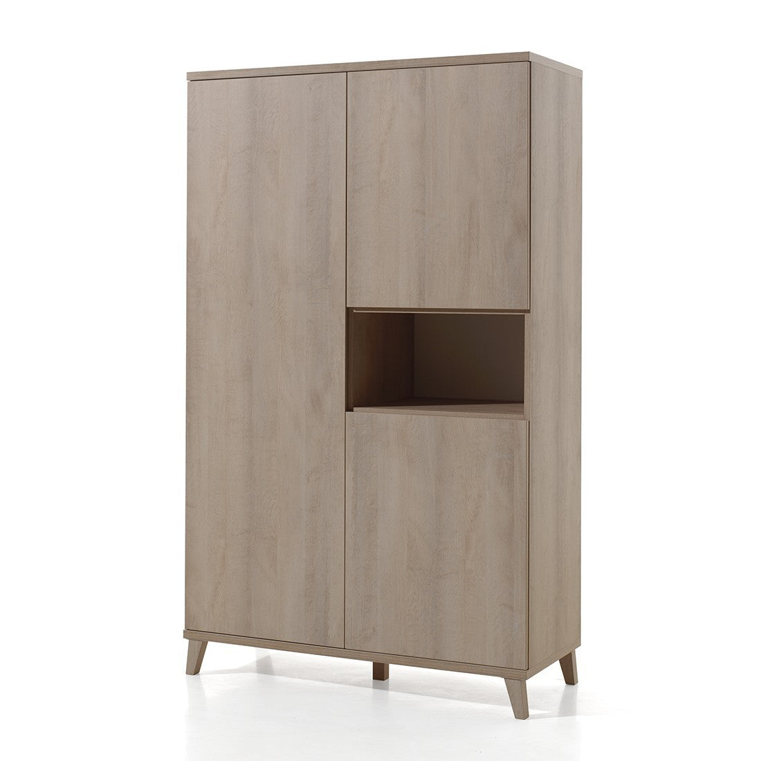 Armadio robusto per cameretta bambini, 3 ante, collezione LOUISE, colore quercia River Oak.