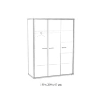 Armadio robusto per camera da bambino, 3 ante, collezione MATHEO, colore grigio effetto legno