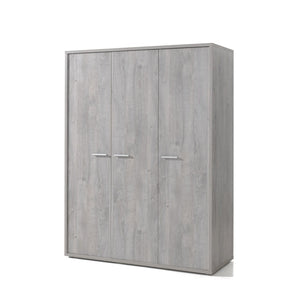 Armadio robusto per camera da bambino, 3 ante, collezione MATHEO, colore grigio effetto legno