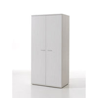 Armadio robusto per cameretta con 2 ante a battente collezione OLGA colore bianco effetto legno