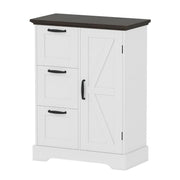 Armadio indipendente 60 x 30 x 80 cm con 3 cassetti ergonomici stile rustico MDF bianco 20_0017088