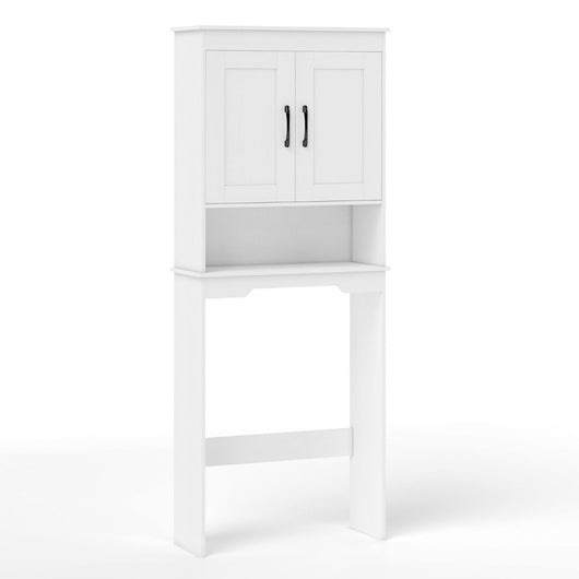 Mobiletto portaoggetti sopra il WC 63 x 24 x 168 cm grande capacità con ripiano regolabile e chiusura di sicurezza bianco 20_0016059