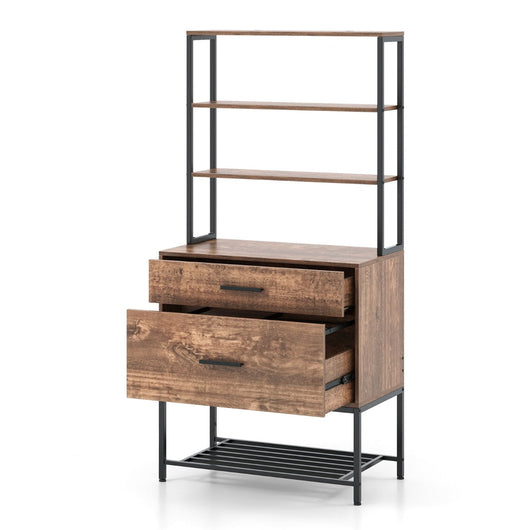 Mobiletto portadocumenti con stazione di ricarica 75 x 40 x 156 cm ampio spazio di archiviazione design funzionale in legno precomposto marrone rustico 20_0010213