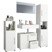 Armonia di Ezooza  Set Bagno Completo 4 Pezzi Mobile Lavabo + Colonna + Pensile e specchio, Bianco ,