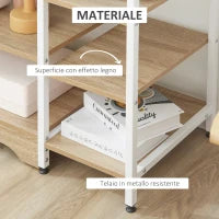 Scaffale da Cucina Basso Salvaspazio Stile Industriale, Mobiletto con 7 Ripiani per Cucina in Metallo e Legno, 90x40x95cm, Bianco