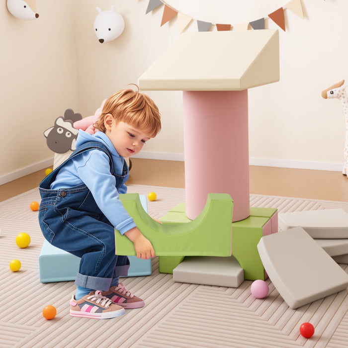 Set 10 giocattoli da arrampicata in schiuma morbida per bambini, Blocchi da costruzione con attivit¨¤ Rosa-Giocattoli educativi