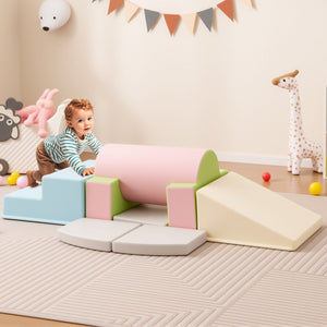 Set 10 giocattoli da arrampicata in schiuma morbida per bambini, Blocchi da costruzione con attivit¨¤ Rosa-Giocattoli educativi