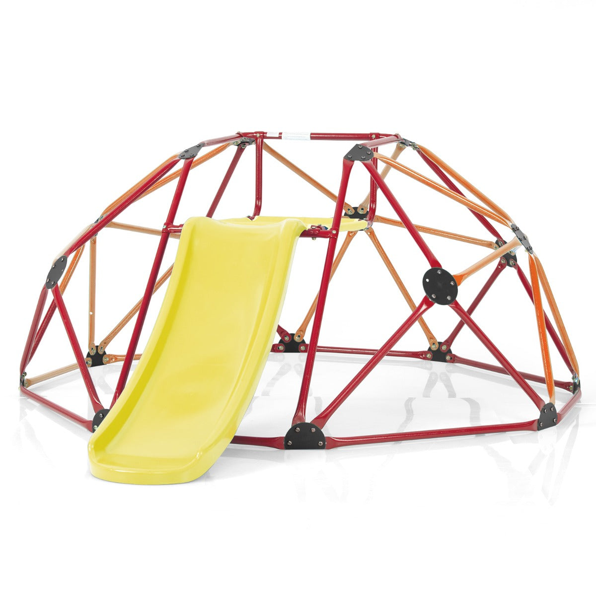 Cupola di arrampicata e set da gioco con scivolo capacit¨¤ di carico di 180KG, Parco giochi per bambini Rosso e arancione-Arrampicate e scivoli