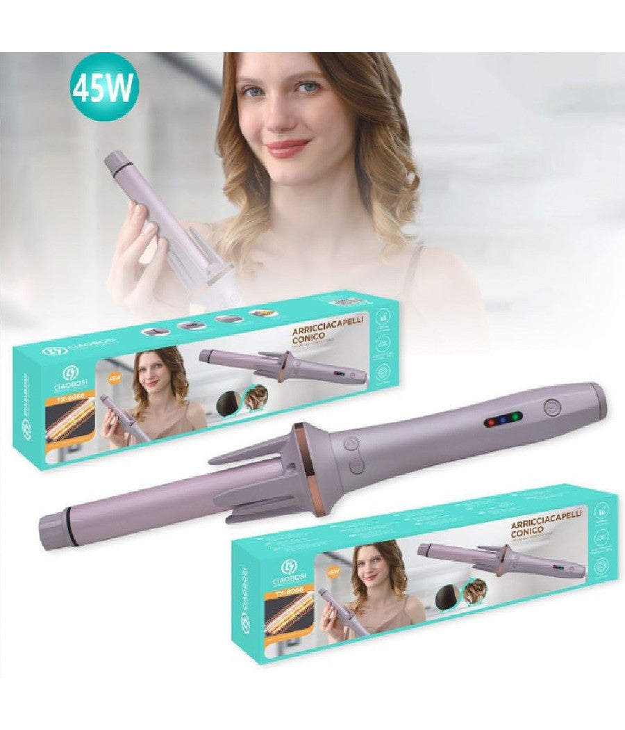 Arricciacapelli Conico Automatico Spazzola Rotante Ricci Onde Boccoli 45w Tx-8066         