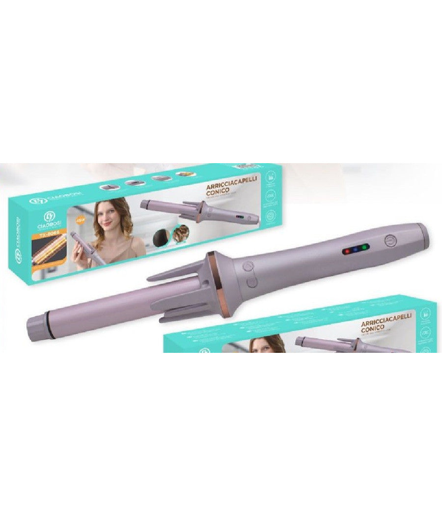 Arricciacapelli Conico Automatico Spazzola Rotante Ricci Onde Boccoli 45w Tx-8066         