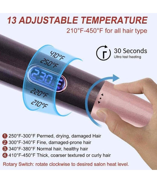 Arricciacapelli Piastra Spirale Riscaldamento A Pannelli 2in1 Concavo Display Lcd         