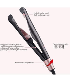 Arricciacapelli Piastra Spirale Riscaldamento A Pannelli 2in1 Concavo Display Lcd         
