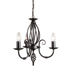 Lampadario Classico Artisan Acciaio Nero 3 Luci E14