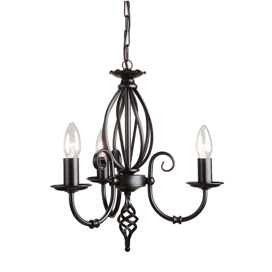 Lampadario Classico Artisan Acciaio Nero 3 Luci E14