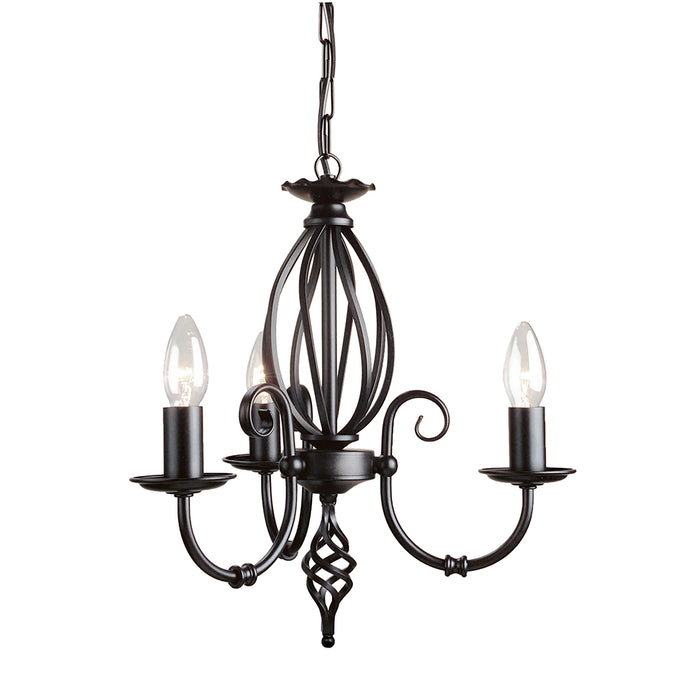 Lampadario Classico Artisan Acciaio Nero 3 Luci E14