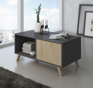 Tavolino 92x50x45cm per sala da pranzo Grigio Antracite e colore Rovere RF620