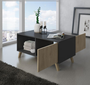 Tavolino 92x50x45cm per sala da pranzo Grigio Antracite e colore Rovere RF620