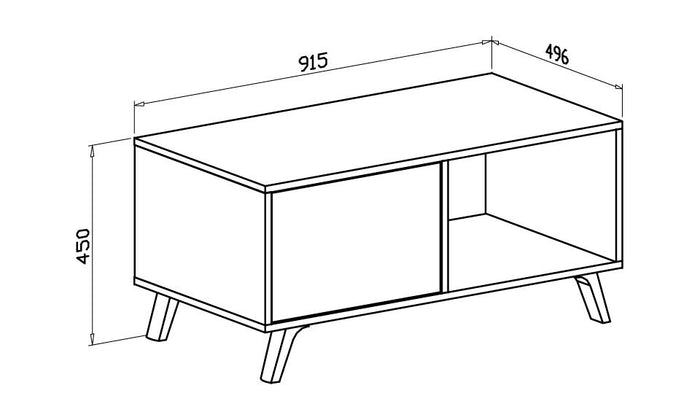 Tavolino 92x50x45cm per sala da pranzo Grigio Antracite e colore Rovere RF620