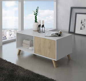 Tavolino 92x50x45cm per sala da pranzo Bianco e colore Rovere RF622